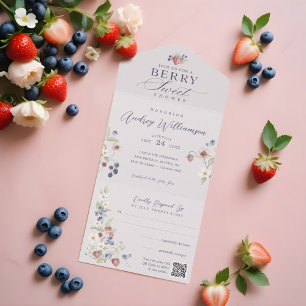Berry Sweet Baby shower Wilde bessen & bloemen All In One Uitnodiging