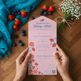 Berry Sweet Baby shower Wilde bessen & bloemen All In One Uitnodiging