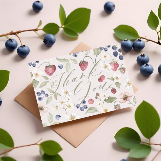 Berry Sweet Baby shower Wilde bessen & bloemen Bedankkaart
