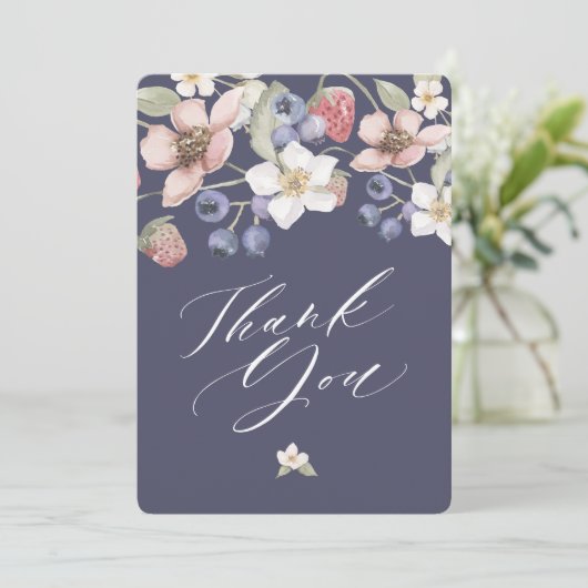 Berry Sweet Baby shower Wilde bessen & bloemen Bedankkaart (Staand voorkant)