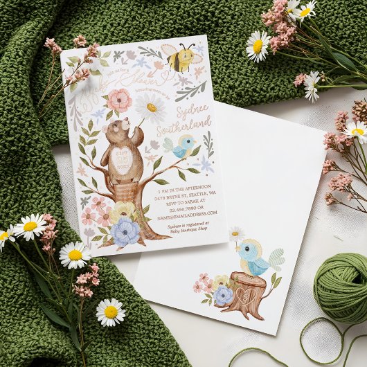 Berry Sweet Baby shower Wilde bessen & bloemen Folie Uitnodiging