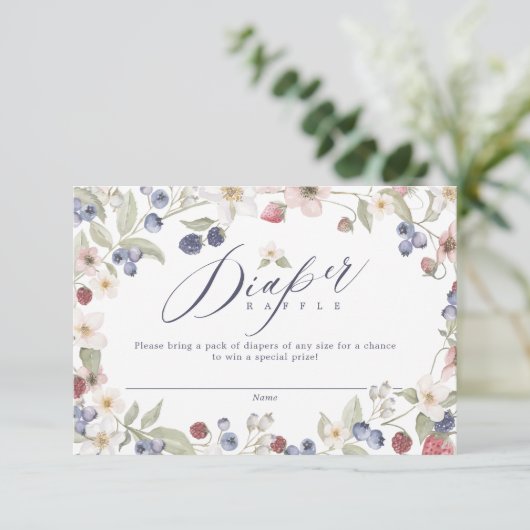 Berry Sweet Baby shower Wilde bessen & bloemen Informatiekaartje (Staand voorkant)