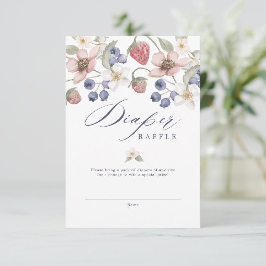 Berry Sweet Baby shower Wilde bessen & bloemen Informatiekaartje (Staand voorkant)
