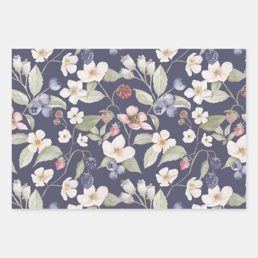 Berry Sweet Baby shower Wilde bessen & bloemen Inpakpapier Vel (Voorkant)