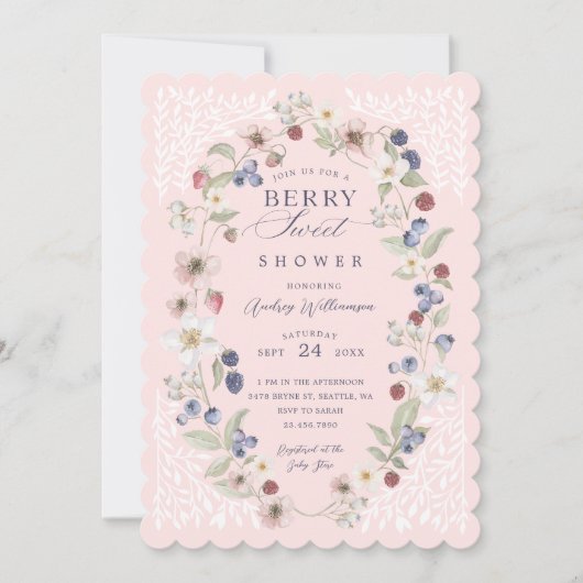 Berry Sweet Baby shower Wilde bessen & bloemen Kaart (Voorkant)