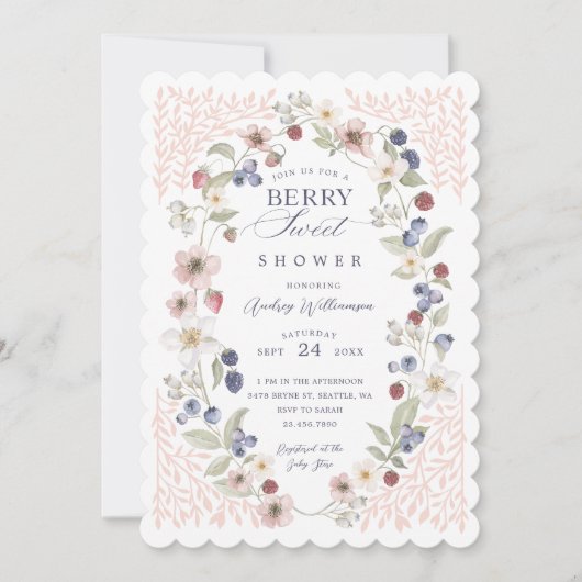 Berry Sweet Baby shower Wilde bessen & bloemen Kaart (Voorkant)