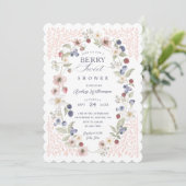 Berry Sweet Baby shower Wilde bessen & bloemen Kaart (Staand voorkant)
