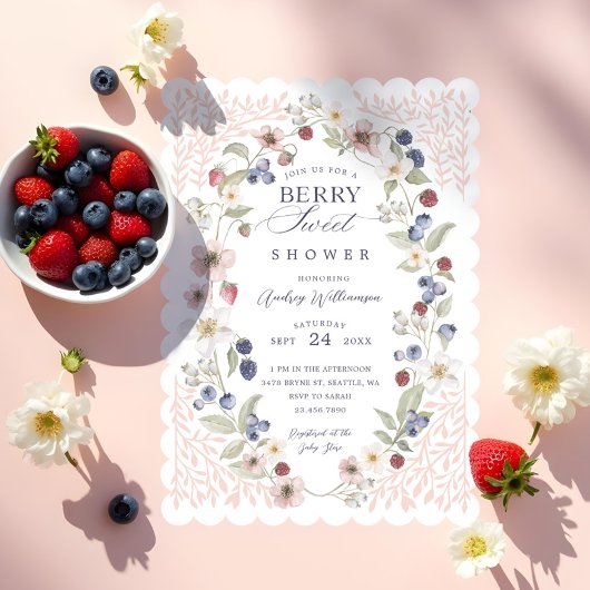 Berry Sweet Baby shower Wilde bessen & bloemen Kaart