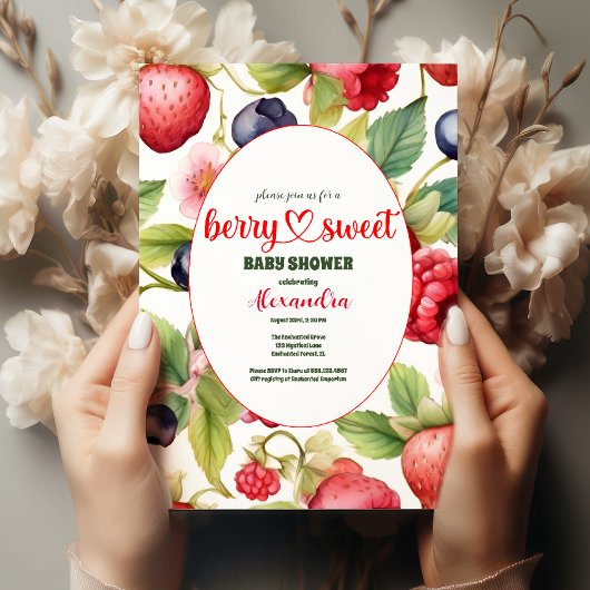 Berry Sweet Baby shower Wilde bessen & bloemen Kaart