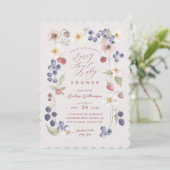 Berry Sweet Baby shower Wilde bessen & bloemen Kaart (Staand voorkant)
