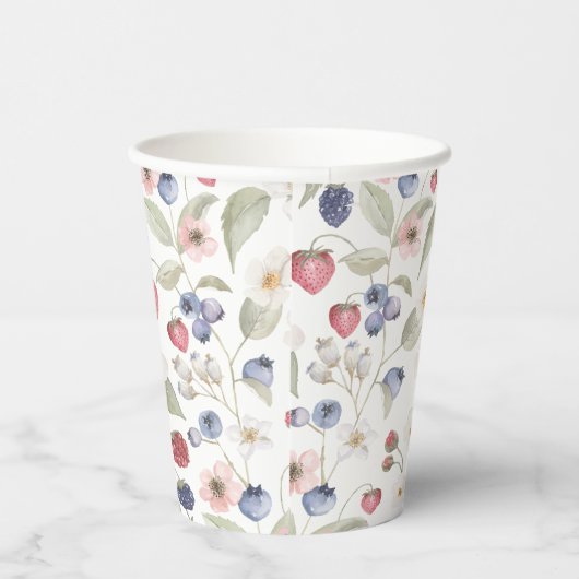 Berry Sweet Baby shower Wilde bessen & bloemen Papieren Bekers (Rechts)