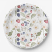 Berry Sweet Baby shower Wilde bessen & bloemen Papieren Bordje (Voorkant)