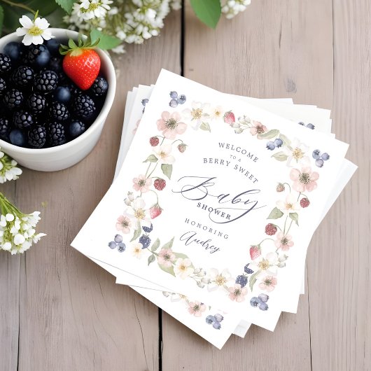 Berry Sweet Baby shower Wilde bessen & bloemen Servet