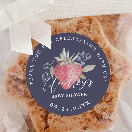 Berry Sweet Baby shower Wilde bessen Dank u Ronde Sticker