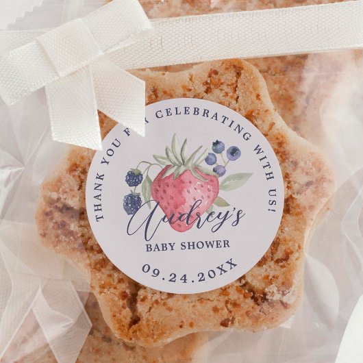 Berry Sweet Baby shower Wilde bessen Dank u Ronde Sticker