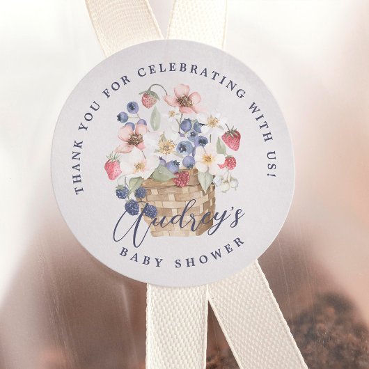 Berry Sweet Baby shower Wilde bessen Dank u Ronde Sticker