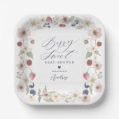 Berry Sweet Baby shower Wilde bessen en bloemen Papieren Bordje (Voorkant)