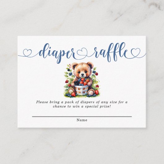 Berry Sweet Baby shower Wilde bessen Luier Raffle Informatiekaartje (Voorkant)