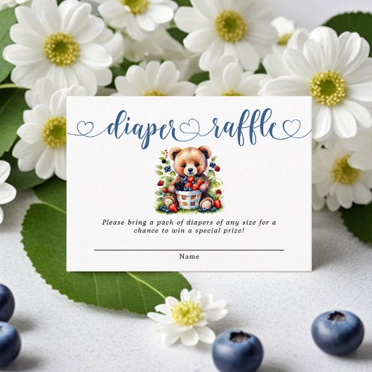 Berry Sweet Baby shower Wilde bessen Luier Raffle Informatiekaartje