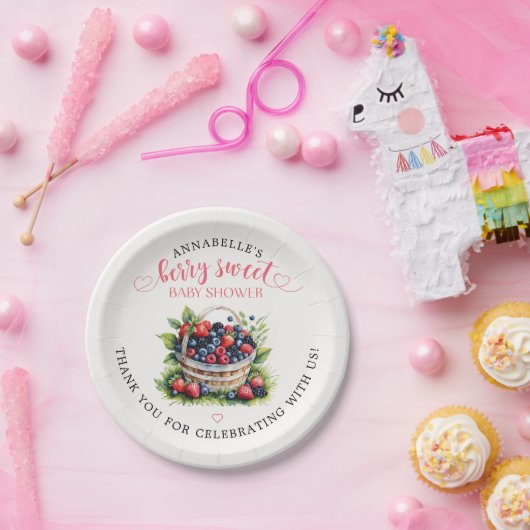 Berry Sweet Baby shower Wilde bessen Papieren Bordje (Feest)