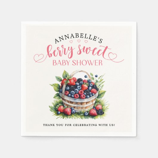 Berry Sweet Baby shower Wilde bessen Servet (Voorkant)