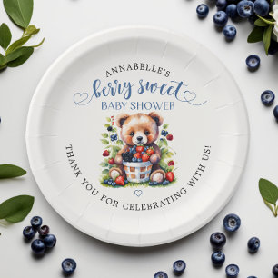 Berry Sweet Baby shower Wilde bessen & Teddybeer Papieren Bordje