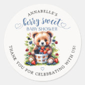 Berry Sweet Baby shower Wilde bessen & Teddybeer Ronde Sticker (Voorkant)