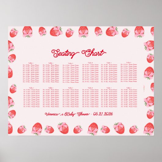 Berry Sweet Baby shower Zitplaatskaart Poster (Voorkant)