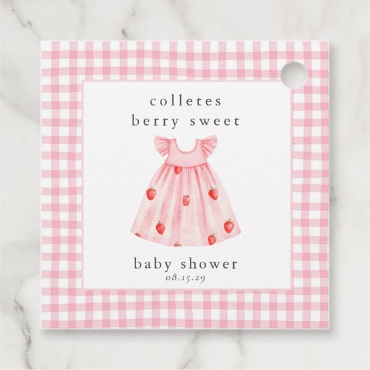 Berry Sweet Baby Strawberry Coquette Bow Bedankjes Labels (Achterkant)