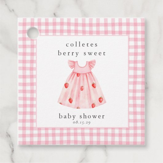 Berry Sweet Baby Strawberry Coquette Bow Bedankjes Labels (Voorkant)