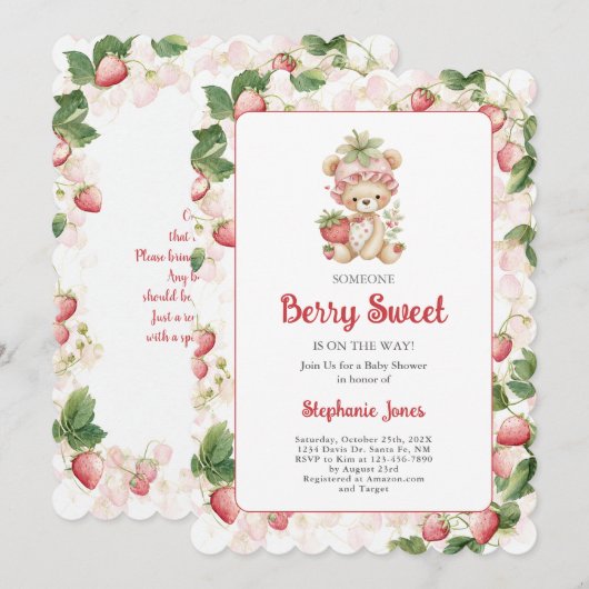 Berry Sweet Beer Baby shower Girl Kaart (Voorkant / Achterkant)