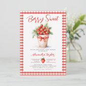 Berry Sweet Berries Art Garden Gingham Baby Shower Kaart (Staand voorkant)