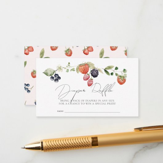 Berry Sweet Berries Baby Luier Raffle Ticket Informatiekaartje (Voorkant / Achterkant in situ)