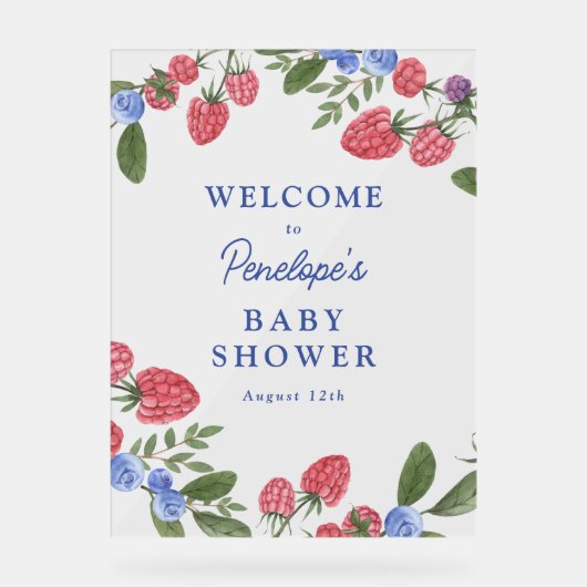 Berry Sweet Berries Baby shower Welkomstbord Acryl Bord (Voorkant)