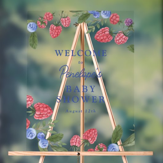 Berry Sweet Berries Baby shower Welkomstbord Acryl Bord (Neutraal)