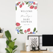 Berry Sweet Berries Baby shower Welkomstbord Poster (Thuiskantoor)