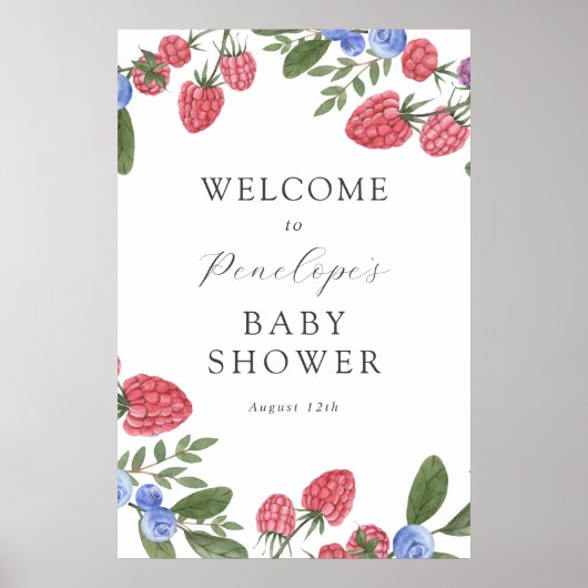 Berry Sweet Berries Baby shower Welkomstbord Poster (Voorkant)