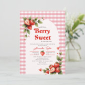 Berry Sweet Berries Garden Gingham Baby Shower Kaart (Staand voorkant)