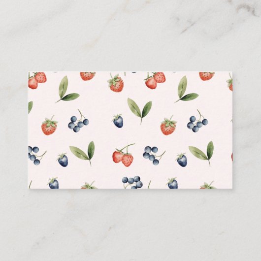 Berry Sweet Berries Meisje Baby shower Boek Aanvra Informatiekaartje (Achterkant)