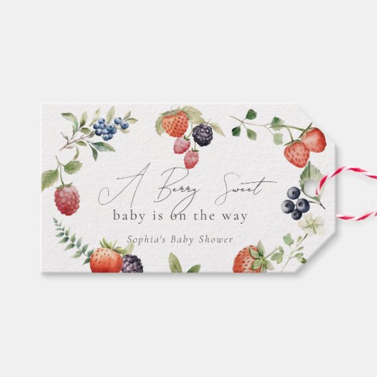 Berry Sweet Berries Meisje Baby shower Cadeaulabel (Voorkant (Horizontaal))