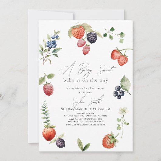 Berry Sweet Berries Meisje Baby shower Kaart (Voorkant)