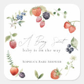 Berry Sweet Berries Meisje Baby shower Vierkante Sticker (Voorkant)