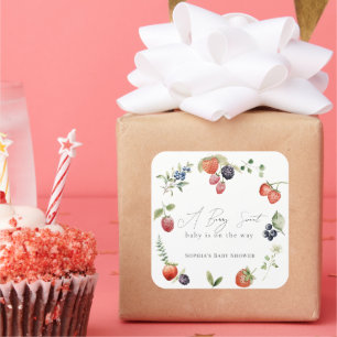 Berry Sweet Berries Meisje Baby shower Vierkante Sticker