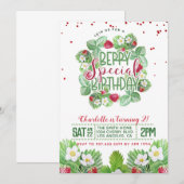Berry Sweet Birthday Aardbei Uitnodiging (Voorkant / Achterkant)