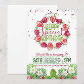 Berry Sweet Birthday Aardbei Uitnodiging (Voorkant / Achterkant)