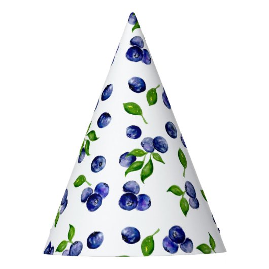 Berry Sweet Birthday Blueberries Waterverf Schatti Feesthoedjes (Voorkant)