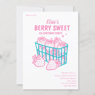 Berry Sweet Birthday Doodle Pink Strawberry Kaart
