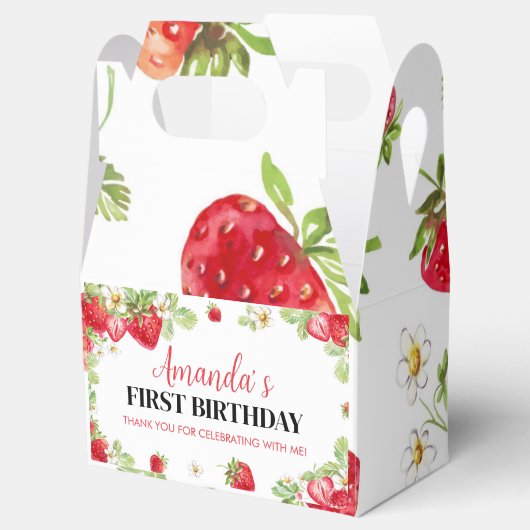 Berry Sweet Birthday Favor Box Strawberry Theme Bedankdoosjes (Geopend)