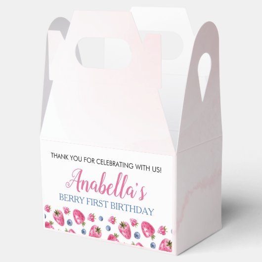 Berry Sweet Birthday Favor Box Strawberry Theme Bedankdoosjes (Geopend)