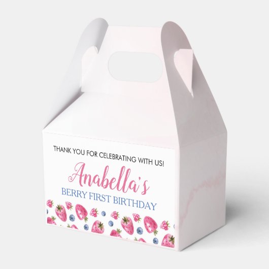 Berry Sweet Birthday Favor Box Strawberry Theme Bedankdoosjes (Voorkant Zijde)